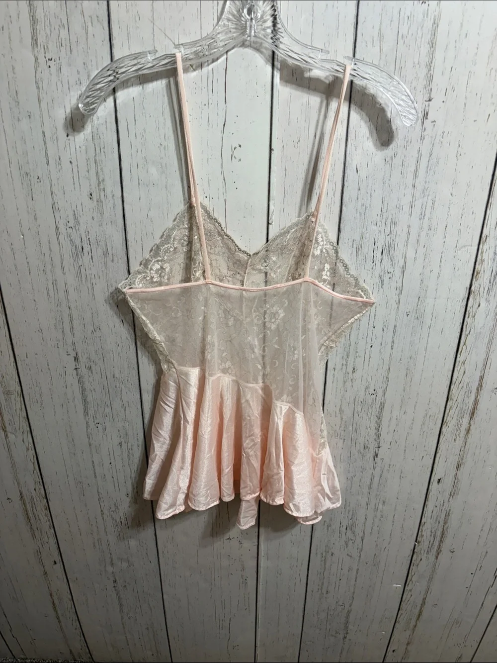 Vintage Pink Lace & Satin Chemise with Bow Accent - Picture 8 of 8